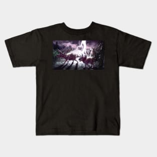 Triceratops struck by lightning art print Kids T-Shirt